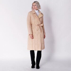 Ellen Tracy Novelty Mix Media Trench Coat XL Camel